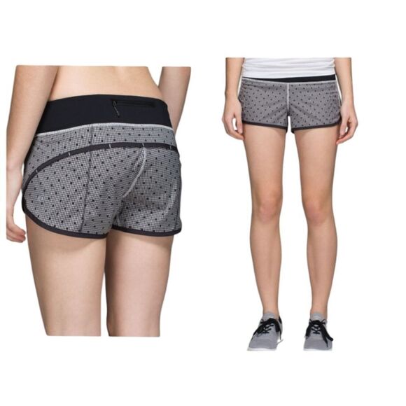 Rare Lululemon Run Speed Short Dottie Eighth Gingham white black size 10 - Picture 1 of 12